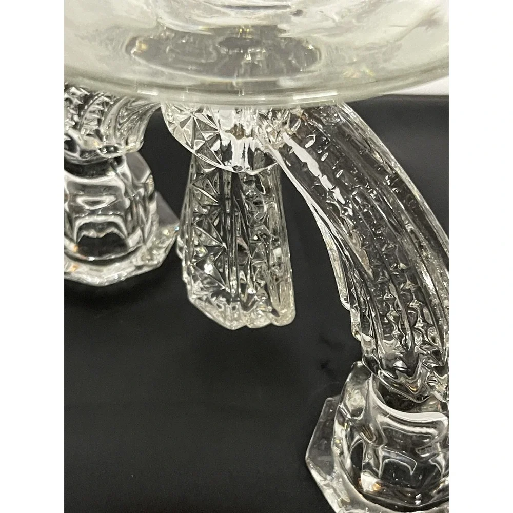 Tiffin Franciscan Williamsburg Clear Glass Double Candlesticks Candelabra Pair